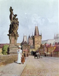 Statue der Heiligen Lutgardis auf der Karlsbrücke, Prag, Illustration aus 